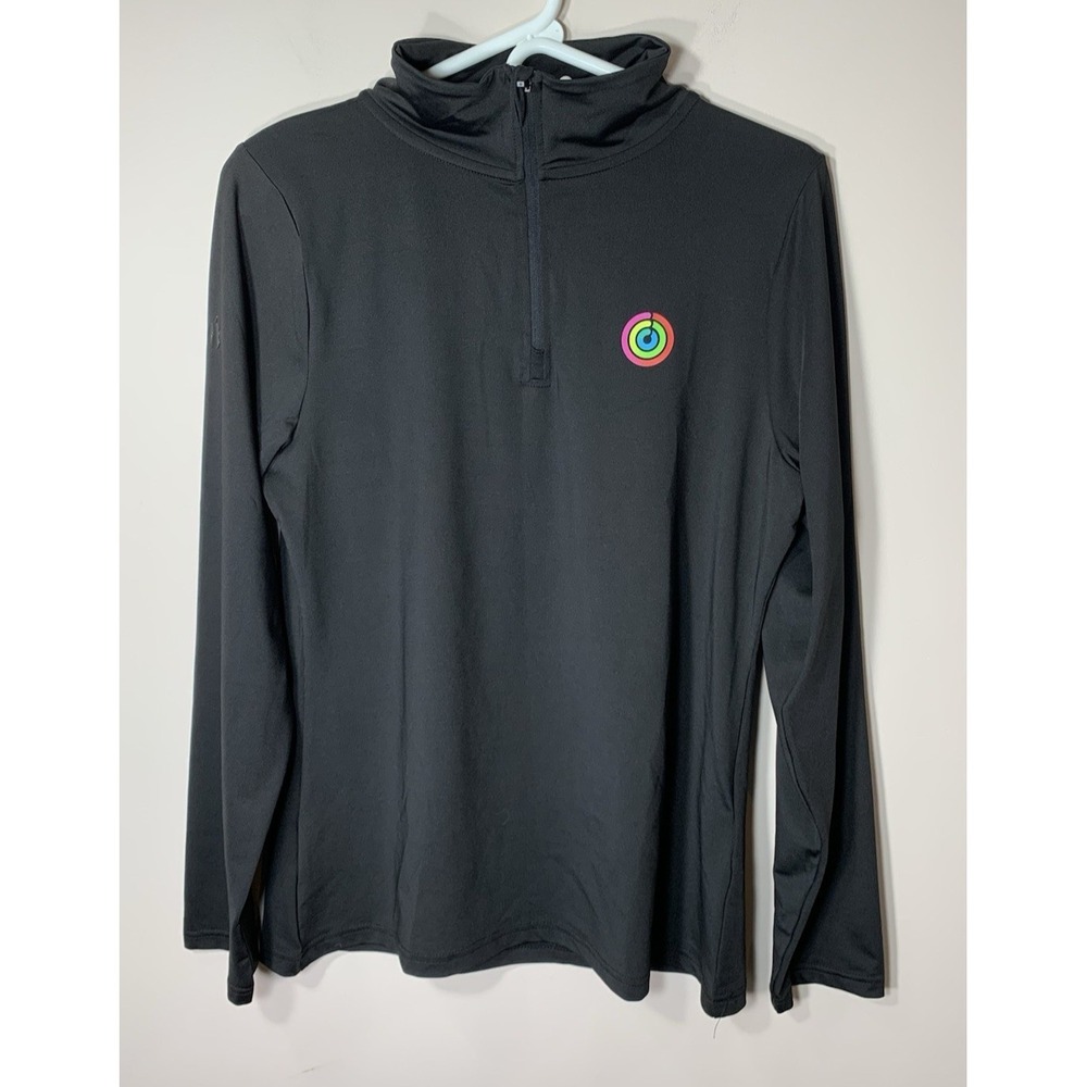 Apple Close Your Rings Pullover Quarter Zip Shirt‎ Womens M Black Long Sleeve